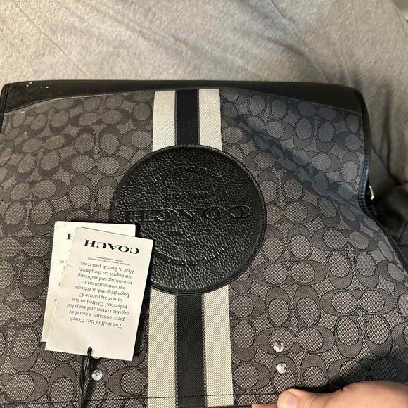 Coach Large Grey handbag with white leather stripes - Picture 1 of 7